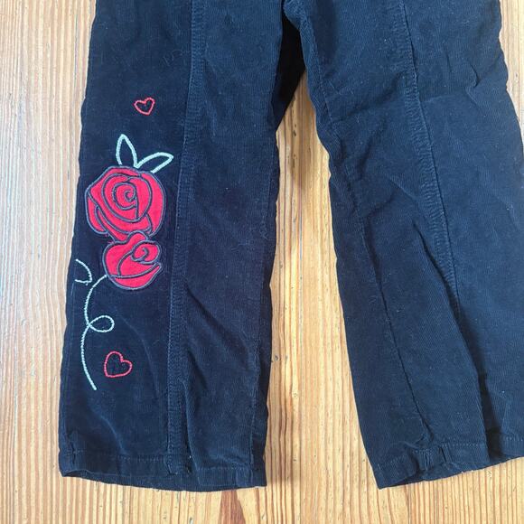 Healthtex retro black corduroy rose embroidered ruffle accent pants SIZE 4T - Picture 4 of 5